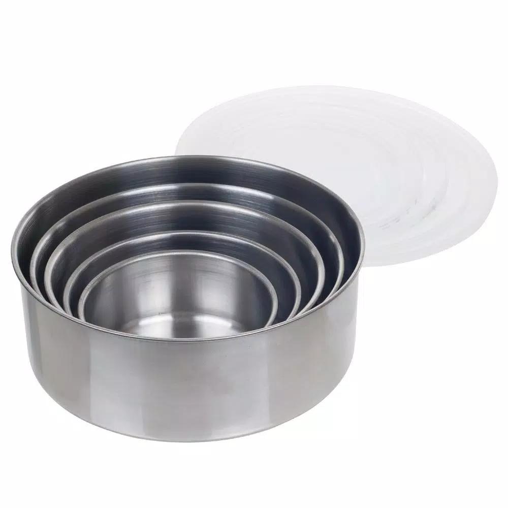 Chef Buddy 5-Piece Stainless Steel Nesting Bowl Set with Airtight Lids