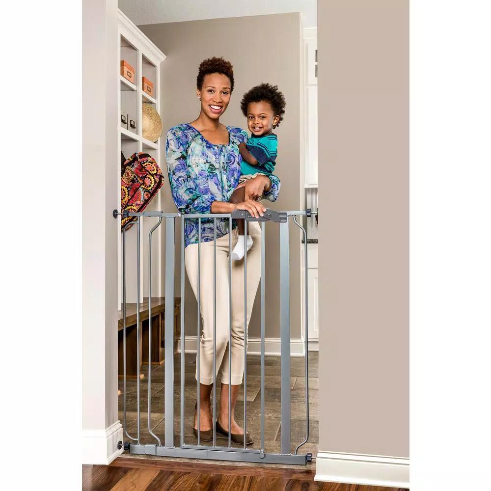 Regalo Easy Step Extra Tall 41 in. Platinum Metal Walk Through Baby Gate