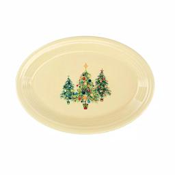 Fiesta Ivory Ceramic Trio of Christmas Trees Small Oval Serving Platter thumbnail 1