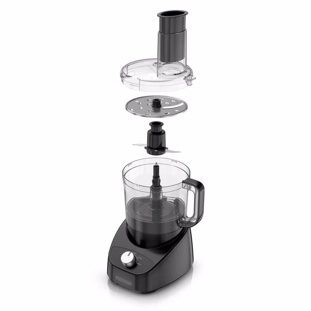 BLACK+DECKER 8-Cup 2-Speed Food Processor with S-Blade and Reversible Disc, Black