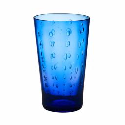 Abigails Blue Rain Drop Highball Glass Set of 4 - Mouth-Blown Bubble Glassware thumbnail 1