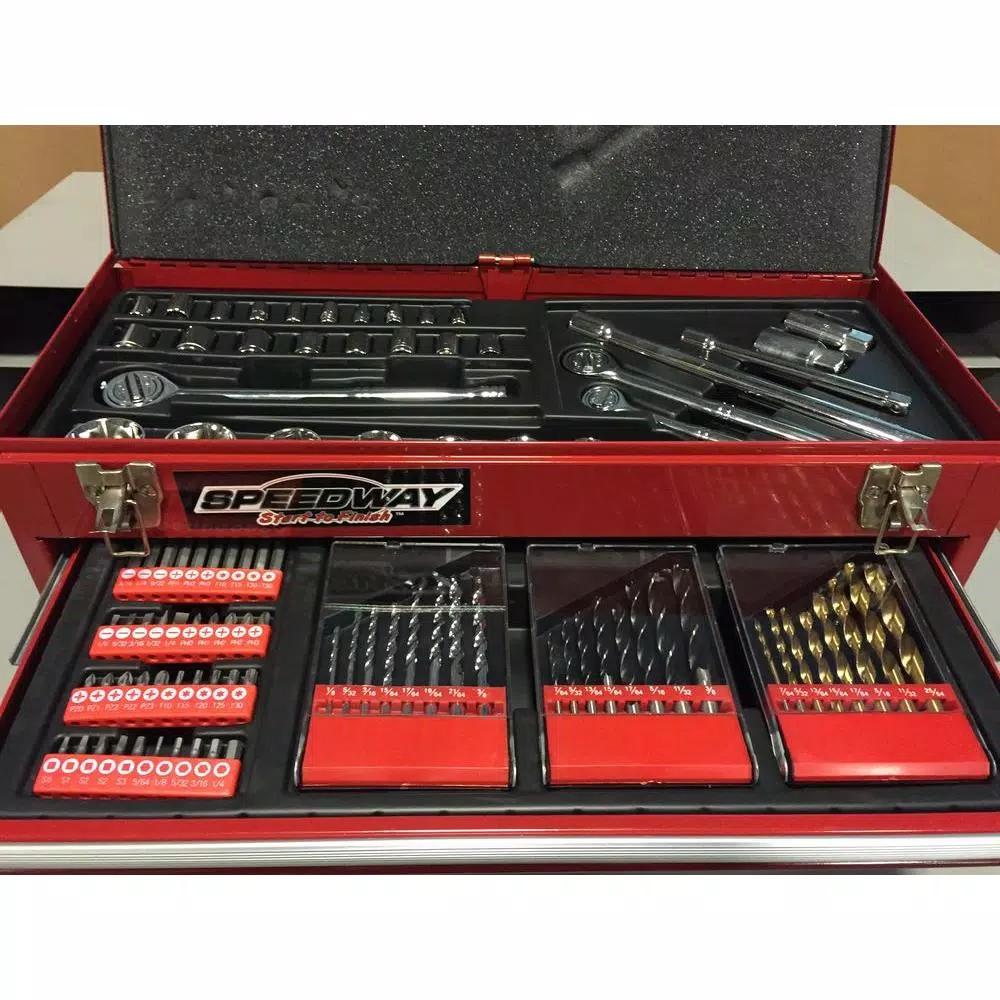 SPEEDWAY 24 in. 3-Drawer Steel Tool Chest with 118-Piece Bonus Tool Set