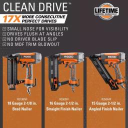 RIDGID 18-Gauge 2-1/8 in. Brad Nailer Kit with CLEAN DRIVE Technology and 50 ft. Lay Flat Air Hose thumbnail 13