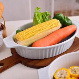MALACASA 2-Piece White Oval Porcelain Bakeware Set, 12.75 in. and 14.5 in. Ceramic Baking Dishes thumbnail 2