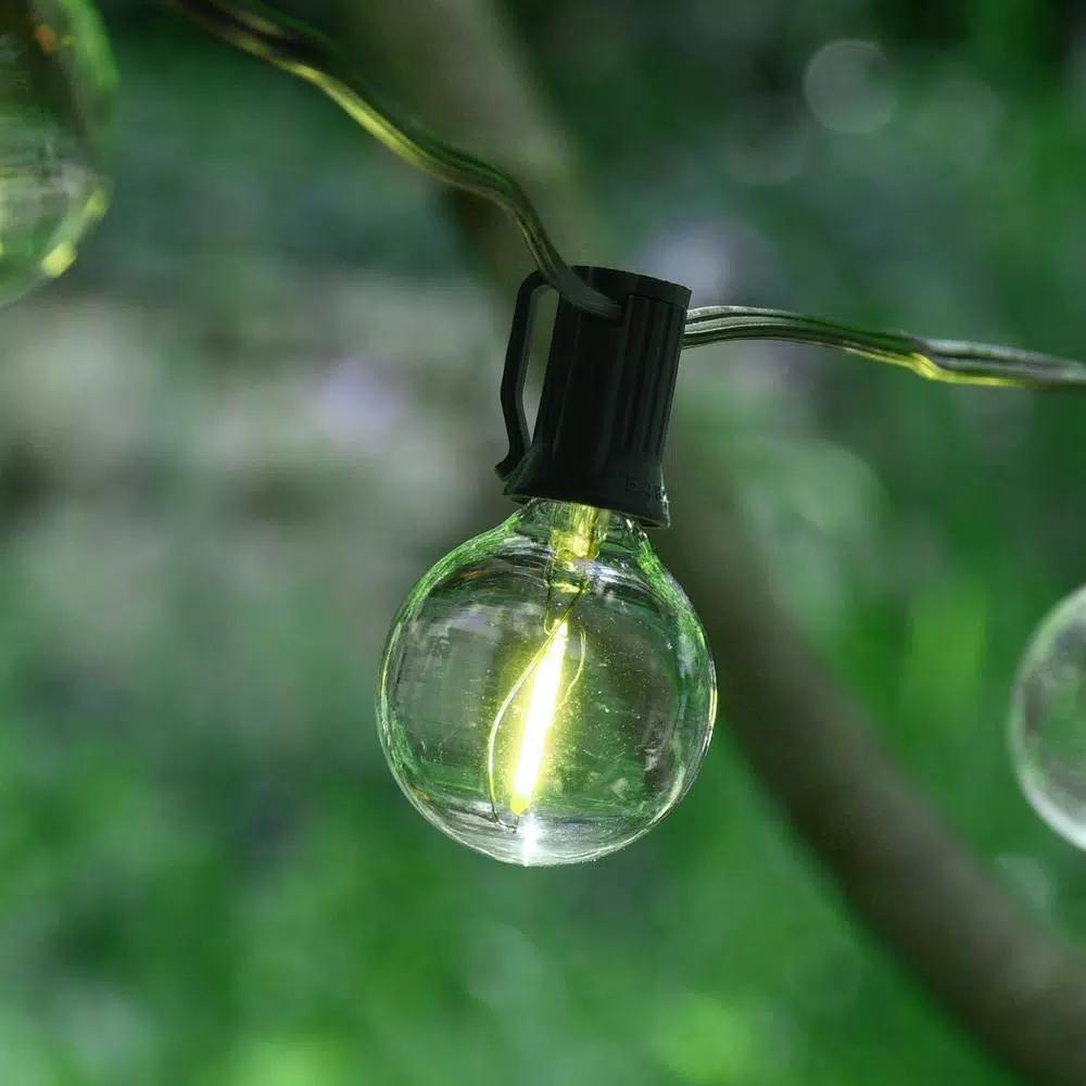 LUMABASE 25 LED White Globe String Lights with Warm Filament Bulbs, 25 ft. Weather Resistant Outdoor/Indoor Decor