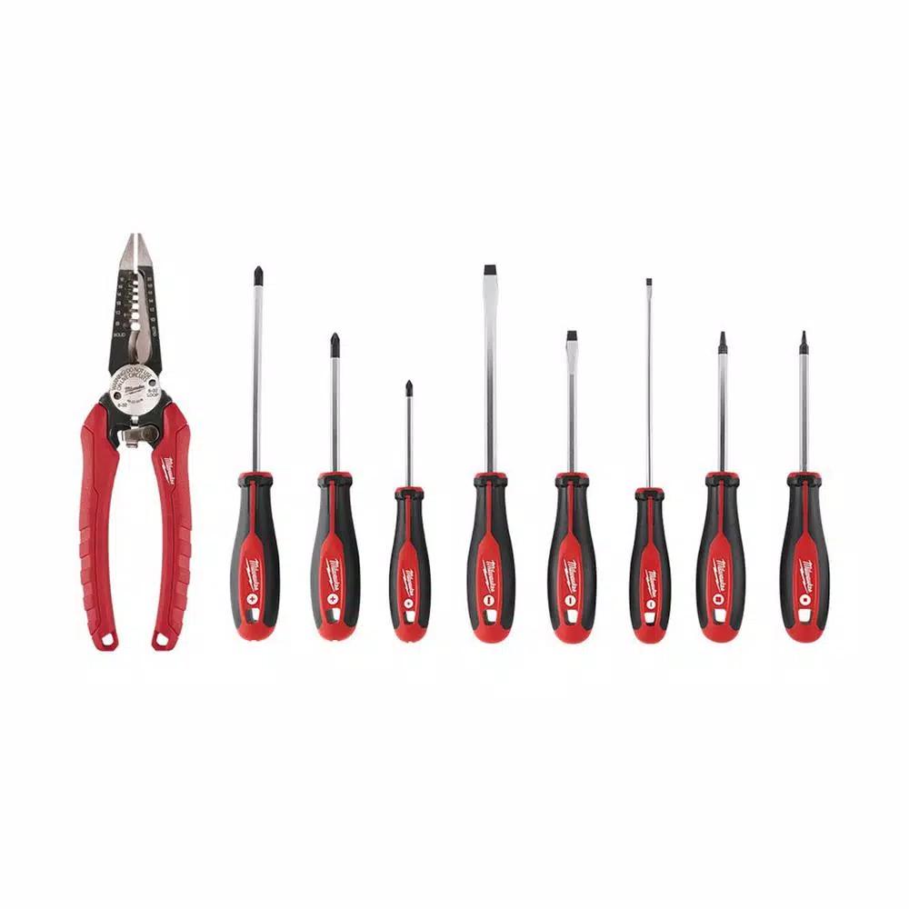 Milwaukee 6-in-1 Electrician Pliers and 8-Piece Screwdriver Set Combo