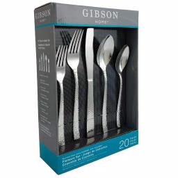 Gibson Royal Brighton 20-Piece 18/10 Stainless Steel Flatware Set, Hammered Design, Service for 10 thumbnail 1