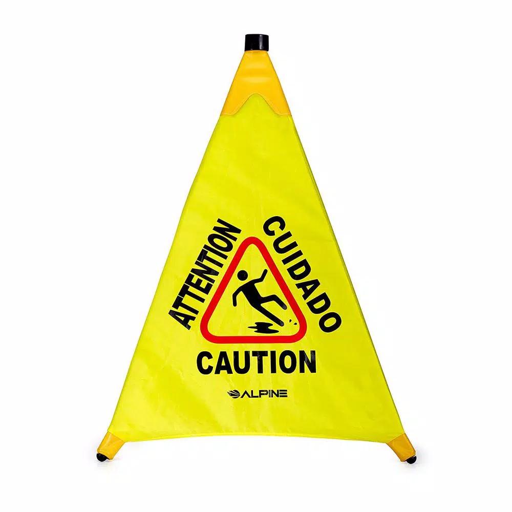Alpine Industries 30 in. Yellow Multi-Lingual Pop-Up Wet Floor Sign