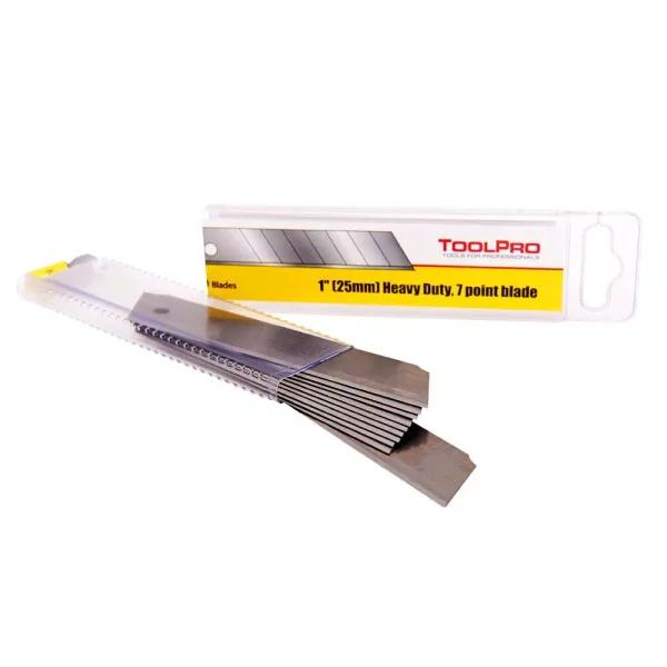 ToolPro 25 mm Heavy Duty Snap Knife Blades, 10-Pack with Carrying Case