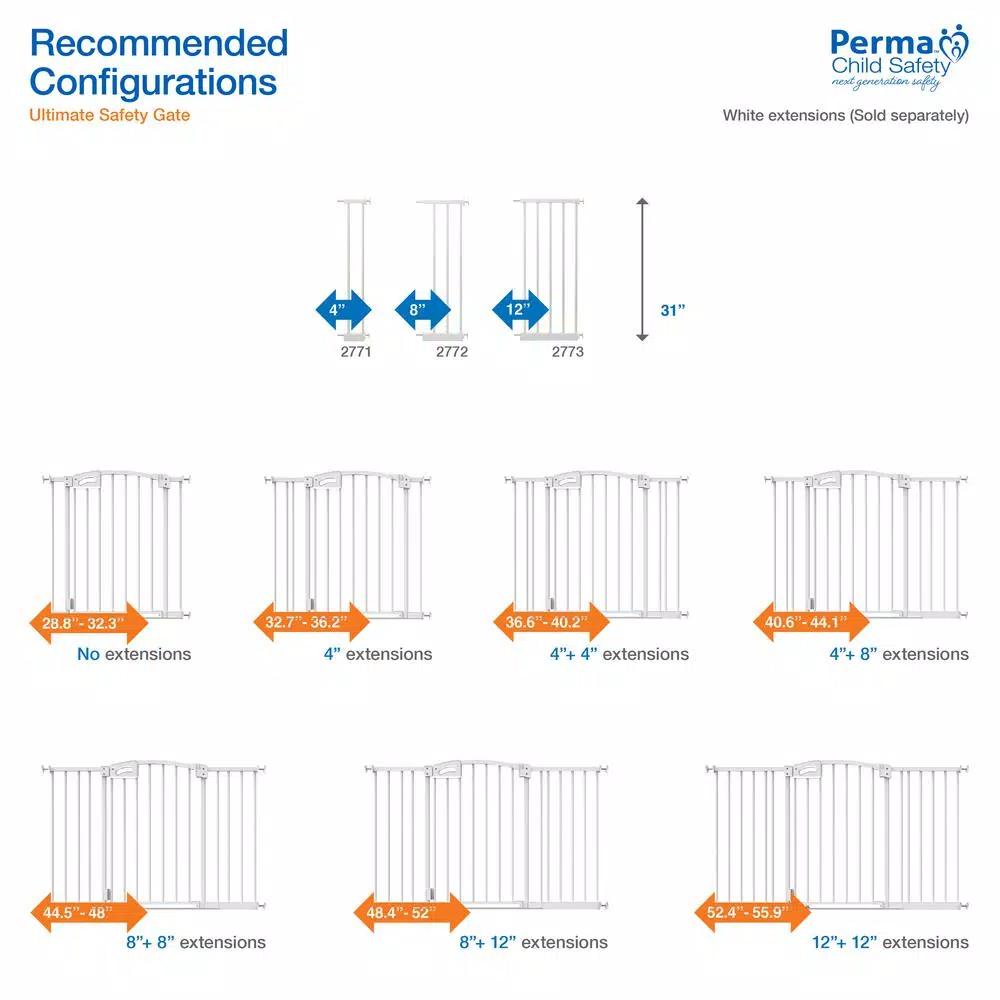 Perma Child Safety 12 in. Baby Gate Extension Panel, White, 30 in. H