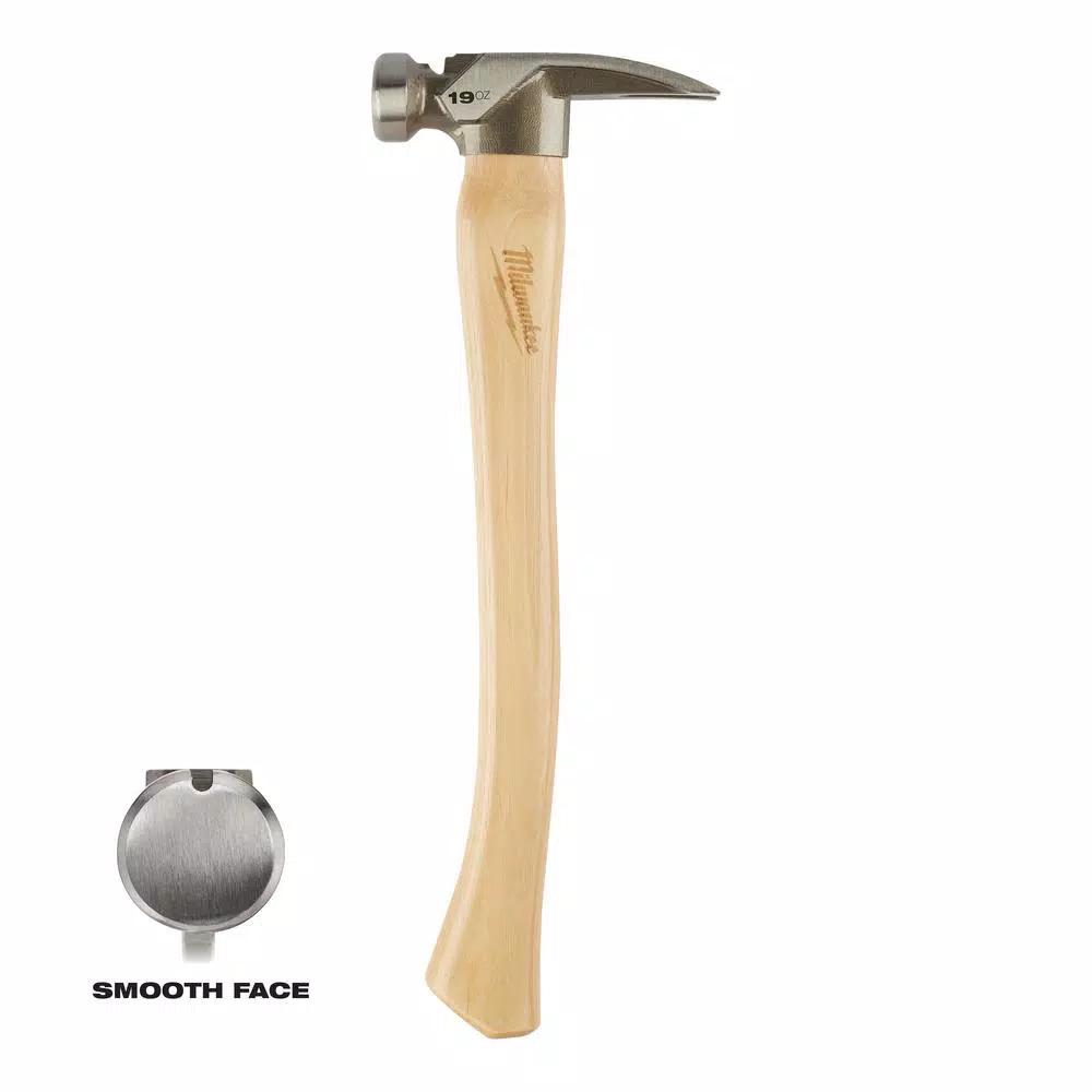 Milwaukee 19 oz. Smooth Face Hickory Wood Framing Hammer with Magnetic Nail Set