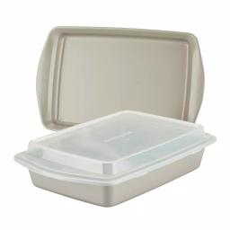 Rachael Ray 3-Piece Nonstick Bakeware Set with Lids, Silver thumbnail 1