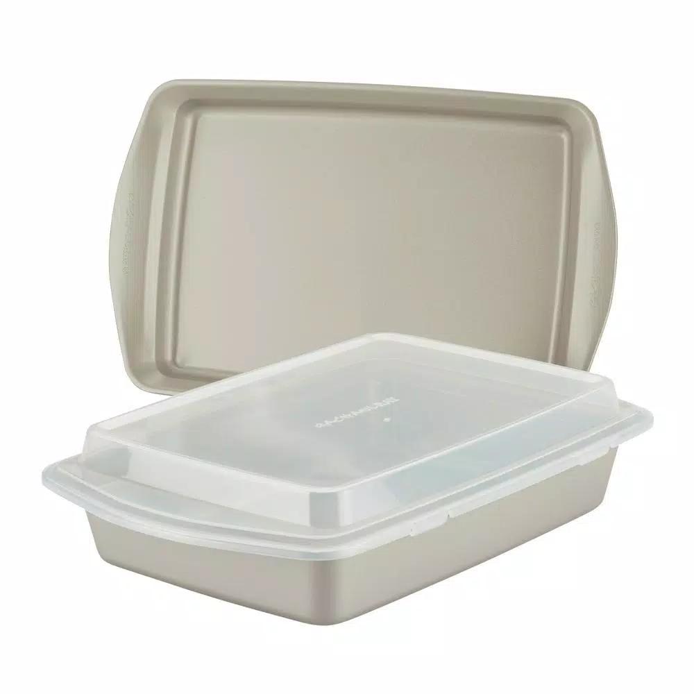 Rachael Ray 3-Piece Nonstick Bakeware Set with Lids, Silver