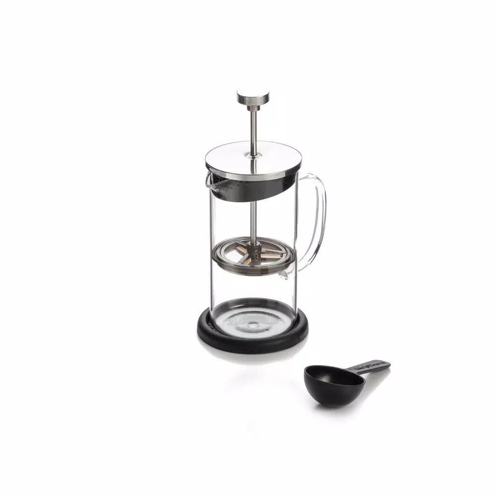 Cook Pro 3-Cup Borosilicate Glass French Press Coffee Maker with Coaster and Measuring Spoon