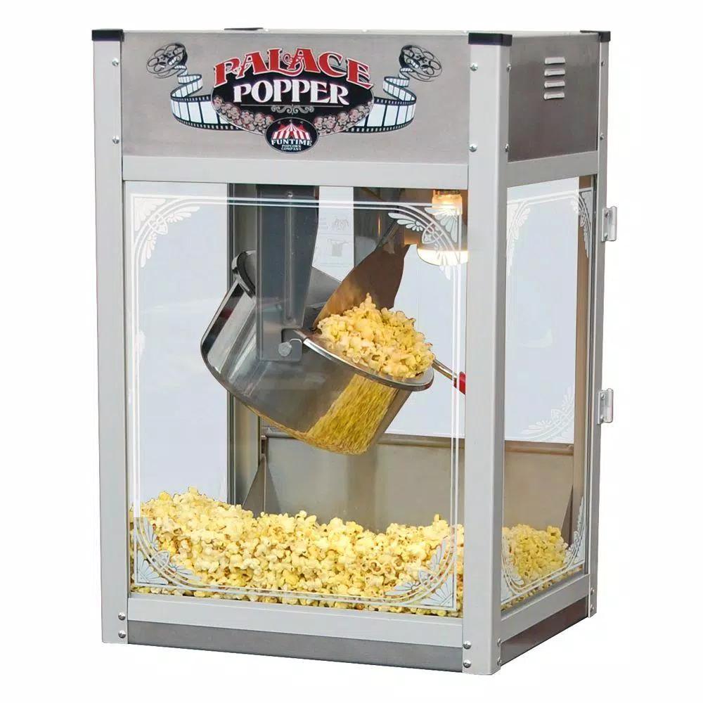 Funtime Palace 16 oz. Stainless Steel Hot Oil Popcorn Popper Machine with Tempered Glass