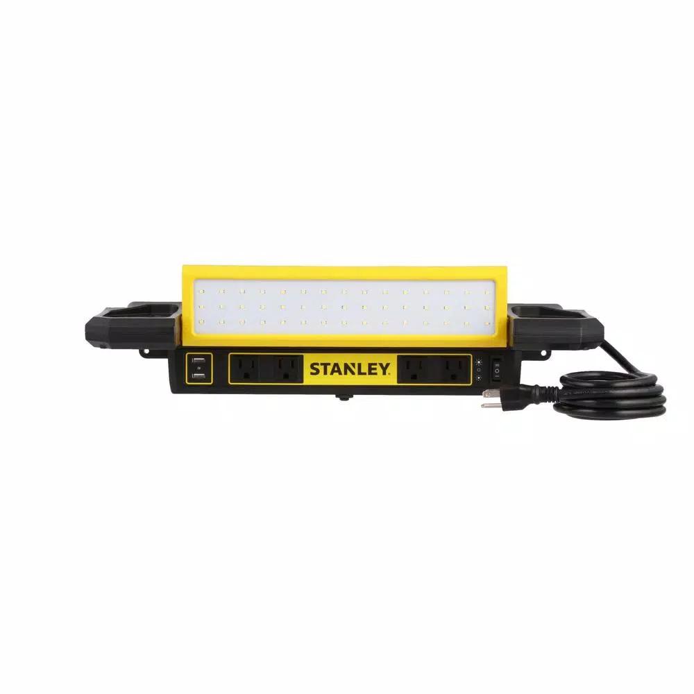 STANLEY PSL1000S 1000 Lumen LED Work Bench Shop Light with 4 AC Outlets and Dual USB Ports