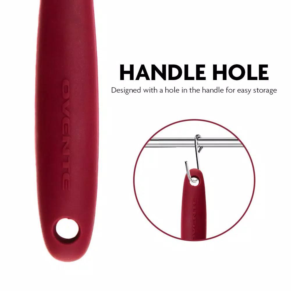 Ovente Premium Silicone Spatula with Stainless Steel Core, Heat-Resistant 500°F, Red