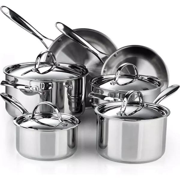Cooks Standard Classic 10-Piece Stainless Steel Cookware Set with Induction Compatibility