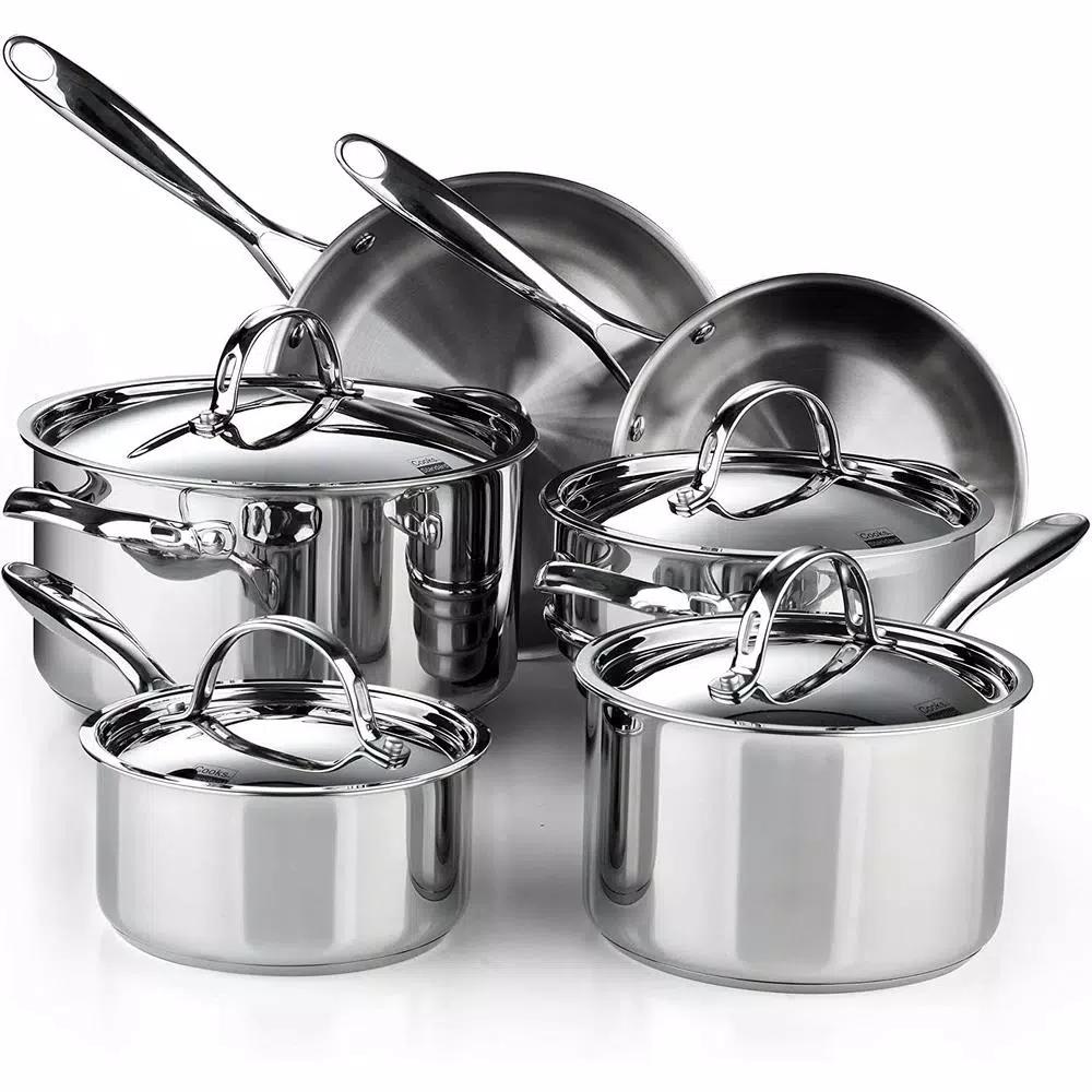 Cooks Standard Classic 10-Piece Stainless Steel Cookware Set with Induction Compatibility