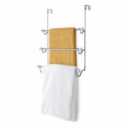interDesign York Over Shower Door Towel Rack, 3-Bar Stainless Steel Organizer in White and Chrome thumbnail 5