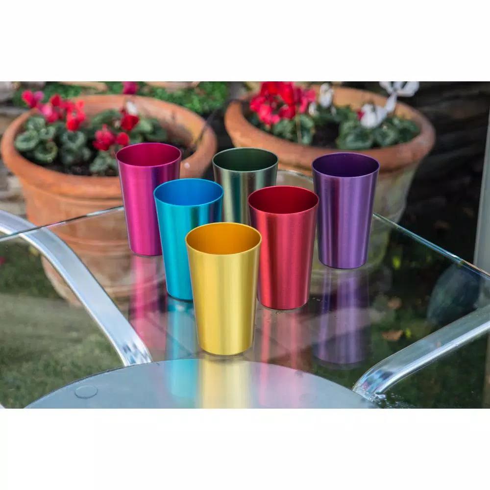 Trademark Innovations 6-Piece Assorted Color Retro Aluminum Tumbler Set, 18 oz.