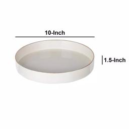 Benzara Modern White Round Plastic Serving Tray with Raised Edges thumbnail 3