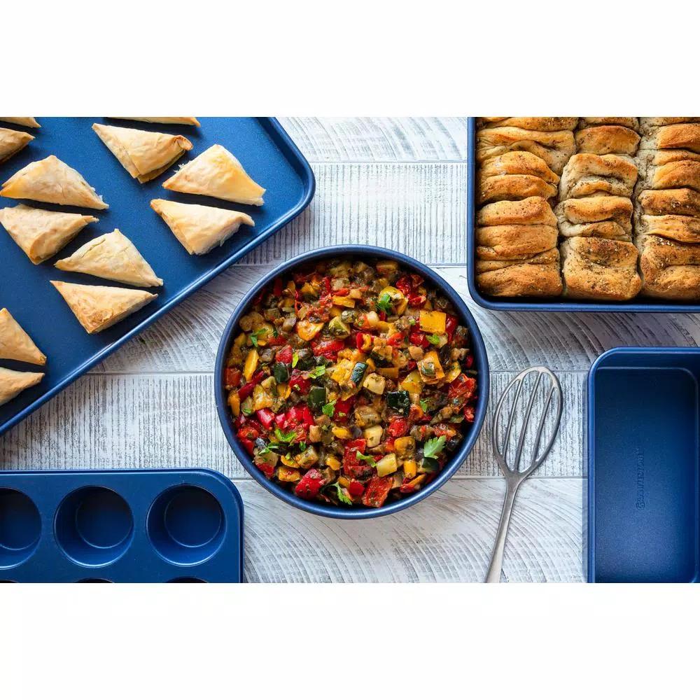 GRANITESTONE Classic Blue Pro 0.8mm Titanium and Diamond Infused Non-Stick 5 Piece Bakeware Set