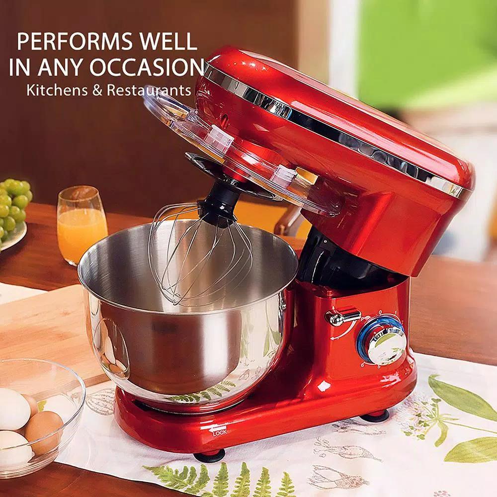 VIVOHOME 6 Qt. Electric Stand Mixer, 650W 6-Speed Tilt-Head Mixer with Stainless Steel Bowl and Accessories, Bright Red