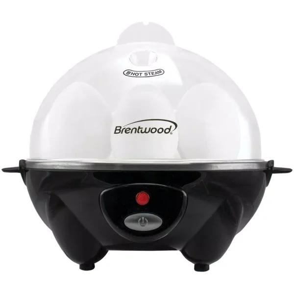 Brentwood 7-Egg Black Electric Egg Cooker with Auto Shutoff, Poaching Tray & Omelet Maker