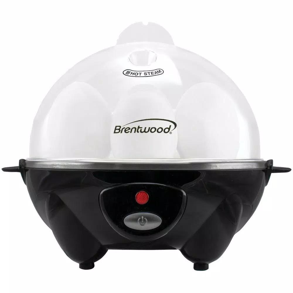 Brentwood 7-Egg Black Electric Egg Cooker with Auto Shutoff, Poaching Tray & Omelet Maker