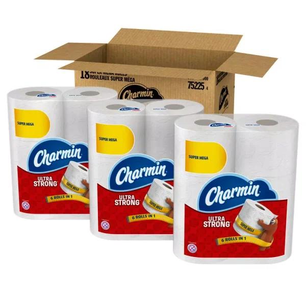 Charmin Ultra Strong Super Mega Roll Toilet Paper, 2-Ply, 18 Rolls