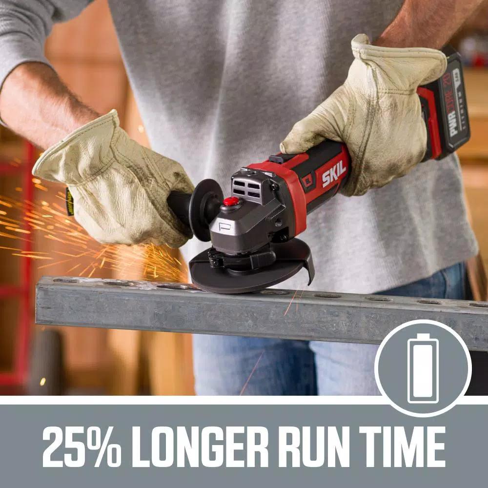 Skil PWRCore 20V Brushless 4-1/2 in. Cordless Angle Grinder Kit with 5.0Ah Battery, Charger & USB Adapter