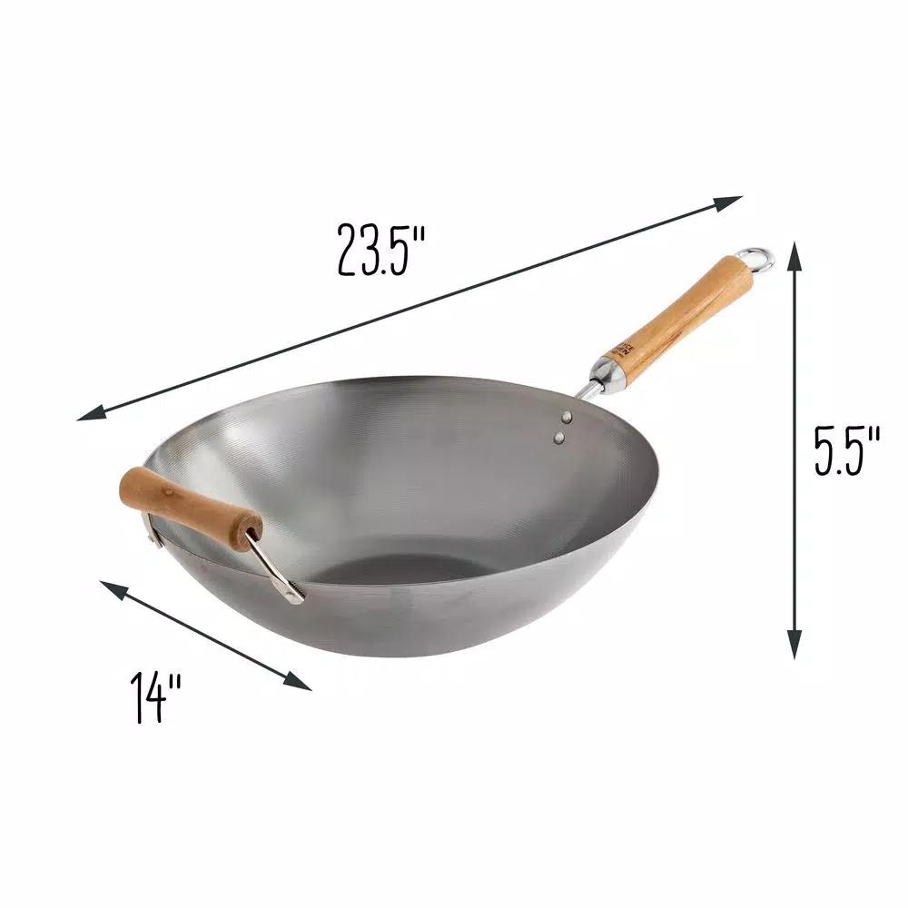 Honey-Can-Do Joyce Chen 14 in. Carbon Steel Wok with Removable Birchwood Handle