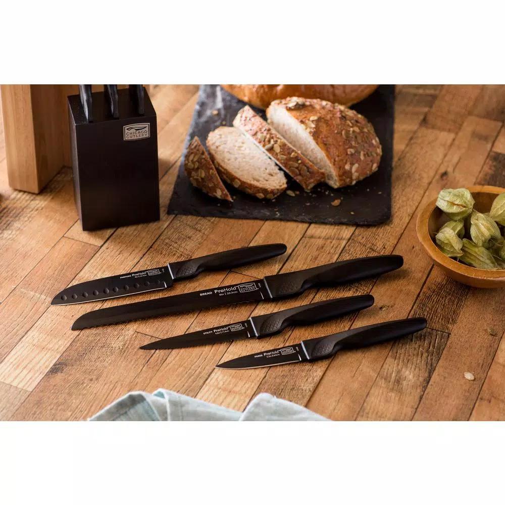 Chicago Cutlery ProHold 14-Piece Coated Knife Set with Wood Block and Sharpening Steel
