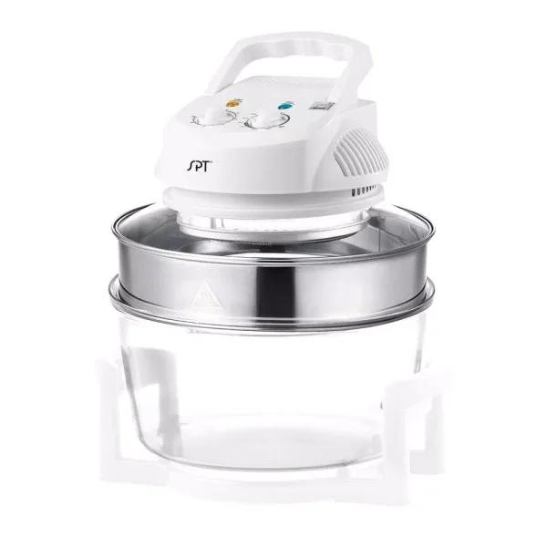 SPT 1300W White Countertop Convection Oven with Built-in Timer and Extender Ring