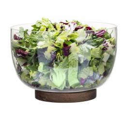 Sagaform Nature 8.625 in. Glass Salad Bowl with Solid Oak Trivet, Clear thumbnail 2