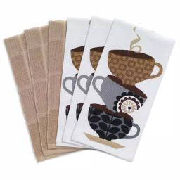 RITZ T-fal Multicolor Coffee Print Cotton Kitchen Dish Towel Set, 6-Piece thumbnail 1