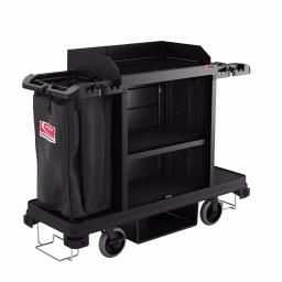 Suncast Commercial Standard Housekeeping Cart with Laundry Bag and Tool Storage, Black thumbnail 1