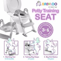 Babyloo Bambino 3-in-1 Convertible Toddler Potty Trainer and Step Stool - Gray thumbnail 6