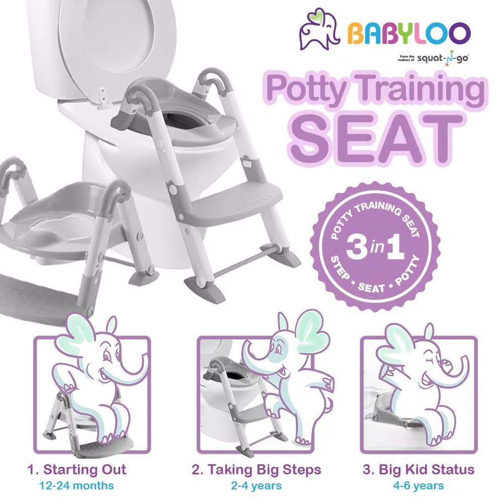 Babyloo Bambino 3-in-1 Convertible Toddler Potty Trainer and Step Stool - Gray