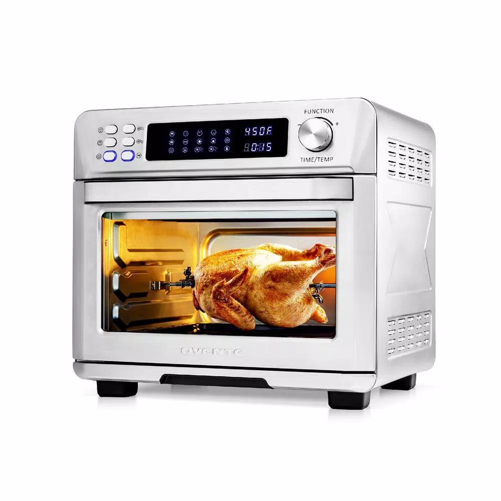 Ovente 1700W Stainless Steel Digital Air Fryer Rotisserie Convection Oven & Dehydrator, 25L