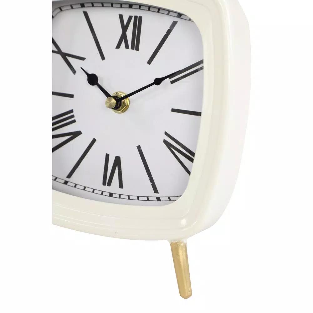 LITTON LANE Set of 3 Square Metal Table Clocks with Gold Feet and Retractable Stands - Mauve, White, and Blue