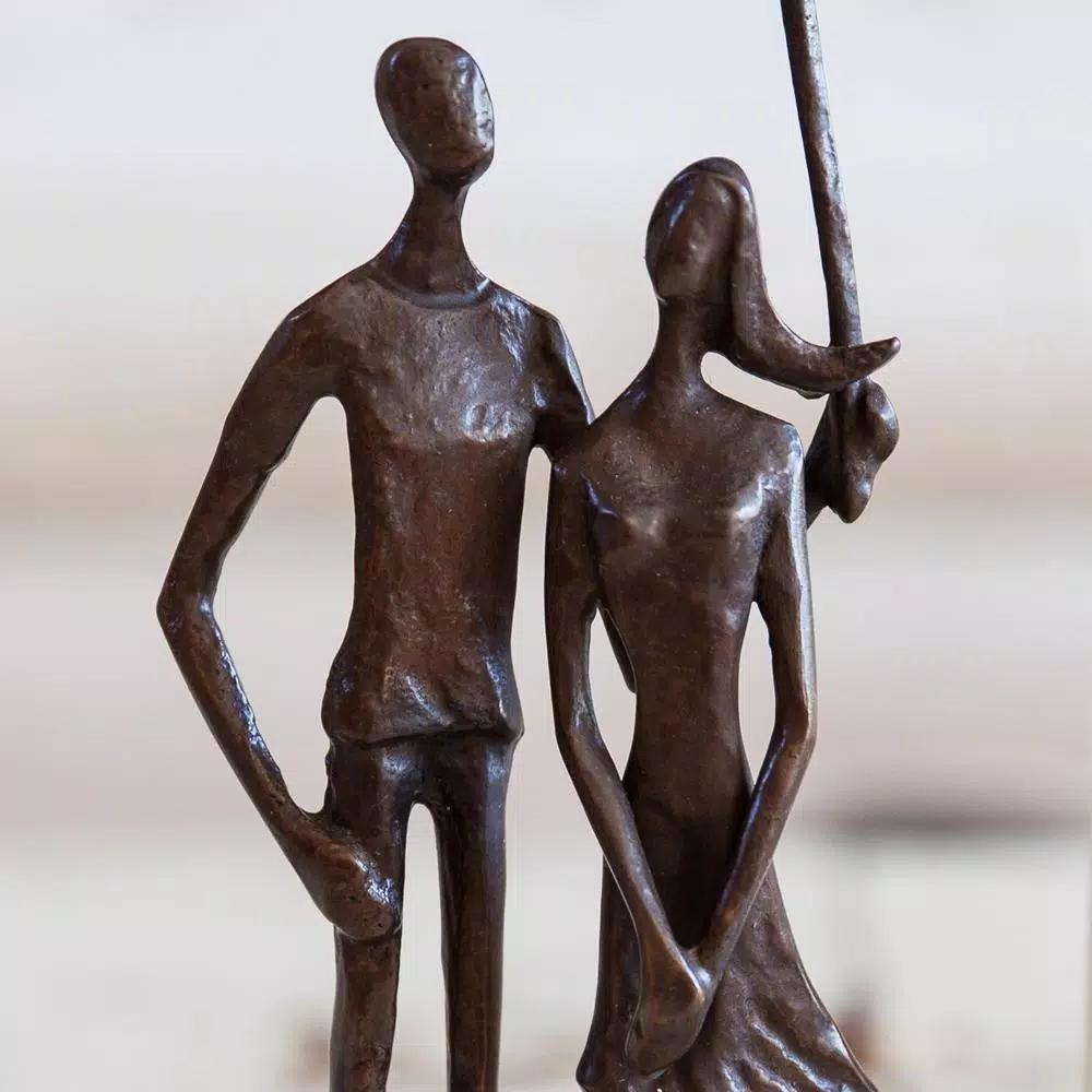 Danya B Loving Couple Under Umbrella Bronze Sculpture