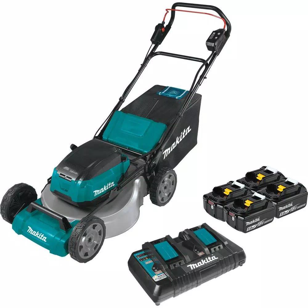 Makita 21 in. 18V X2 (36V) LXT Brushless Cordless Walk Behind Push Lawn Mower Kit with 4 Batteries