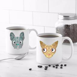 Cathy's Concepts Sugar Skull Pet Halloween Ceramic Coffee Mugs, Set of 2, 20 oz. thumbnail 3