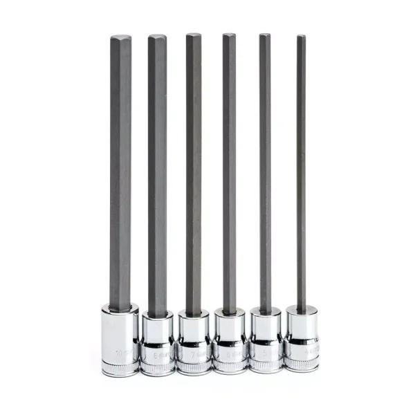 GearWrench 3/8 in. Drive Metric Long Length Hex Bit Socket Set, 6-Piece