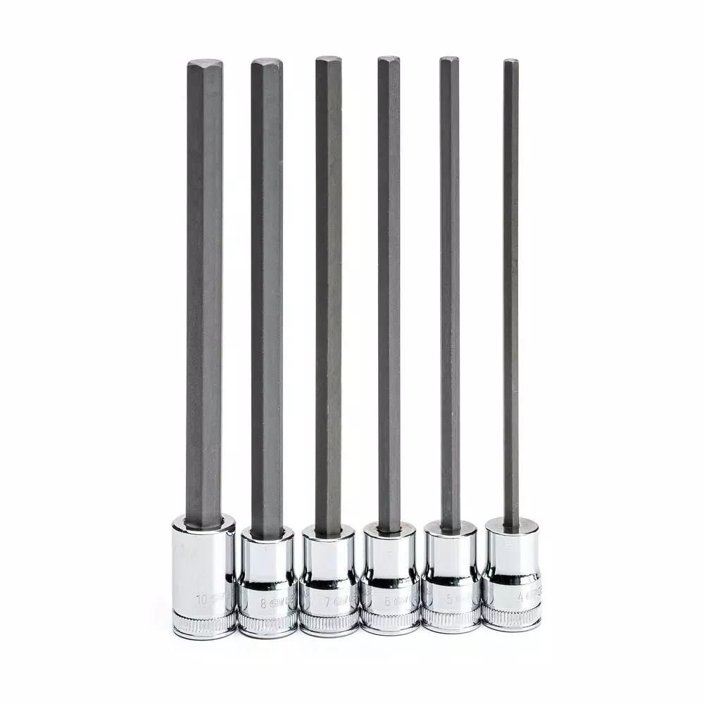 GearWrench 3/8 in. Drive Metric Long Length Hex Bit Socket Set, 6-Piece