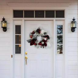 Fraser Hill Farm 20 in. Artificial Christmas Wreath with Buffalo Plaid Bows and Ornaments thumbnail 4