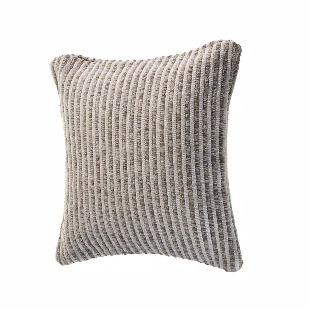 LR Home Beige and Cream Striped 22 in. x 22 in. 100% Cotton Throw Pillow