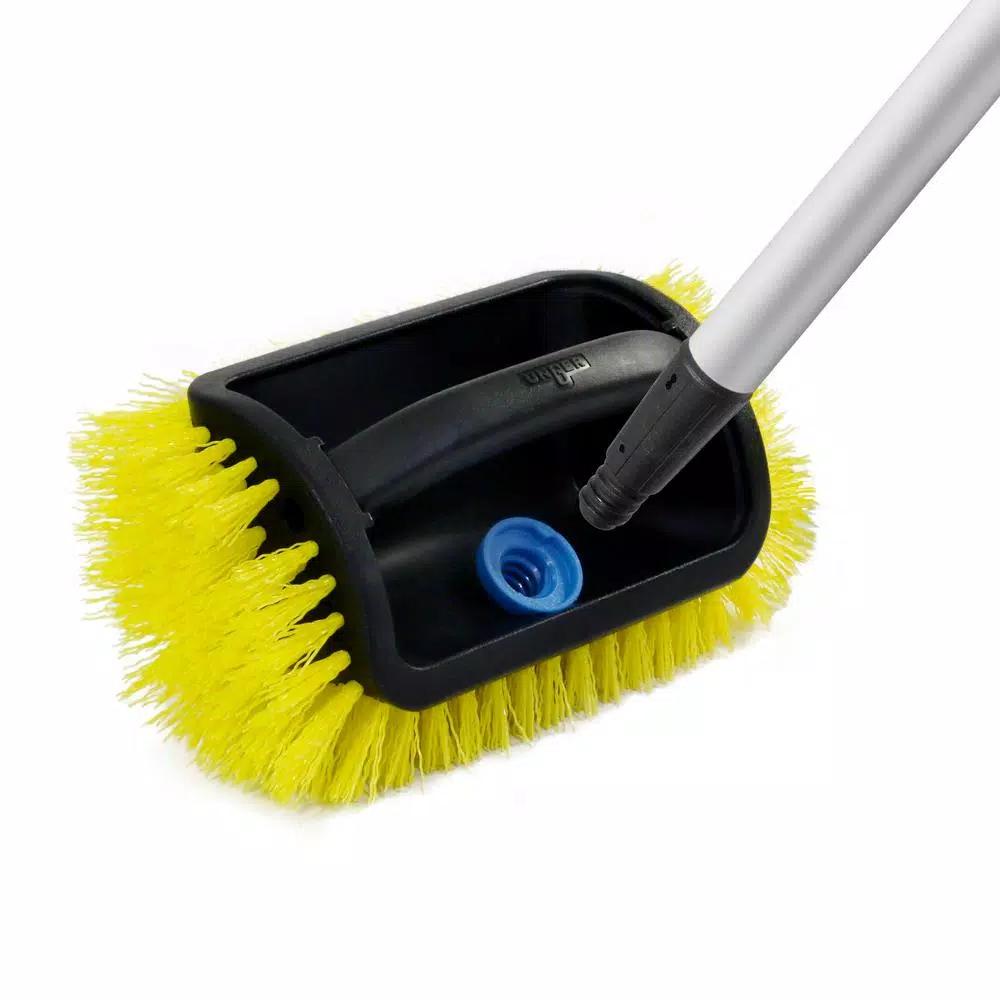 Unger Lock-On 4-Sided Outdoor Deck Scrub Brush, Hard Poly Bristles